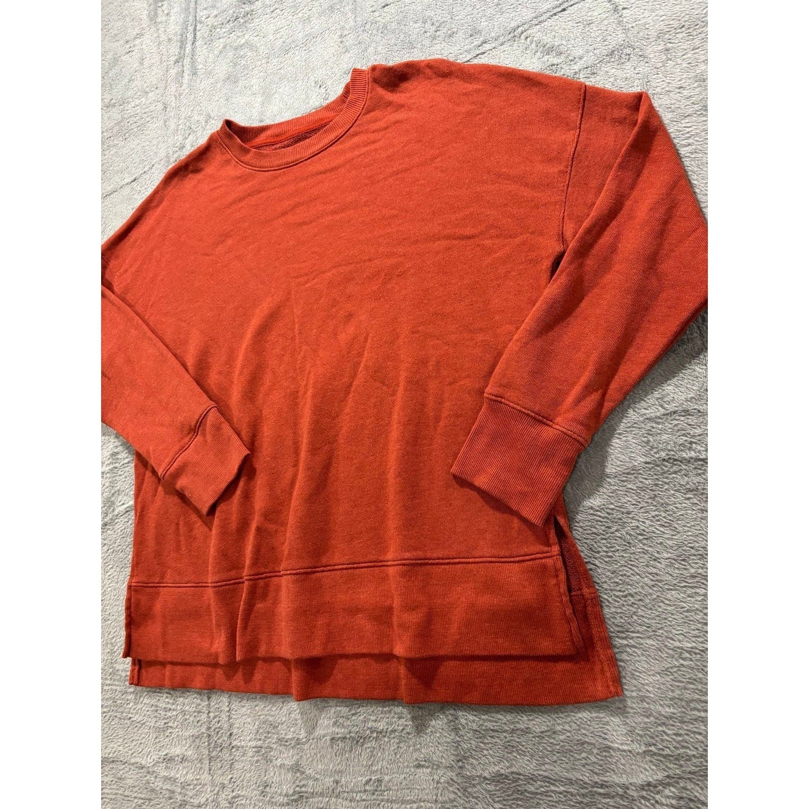 Time and Tru L Burnt Orange Womens Crewneck Sweatshirt Casual Cozy