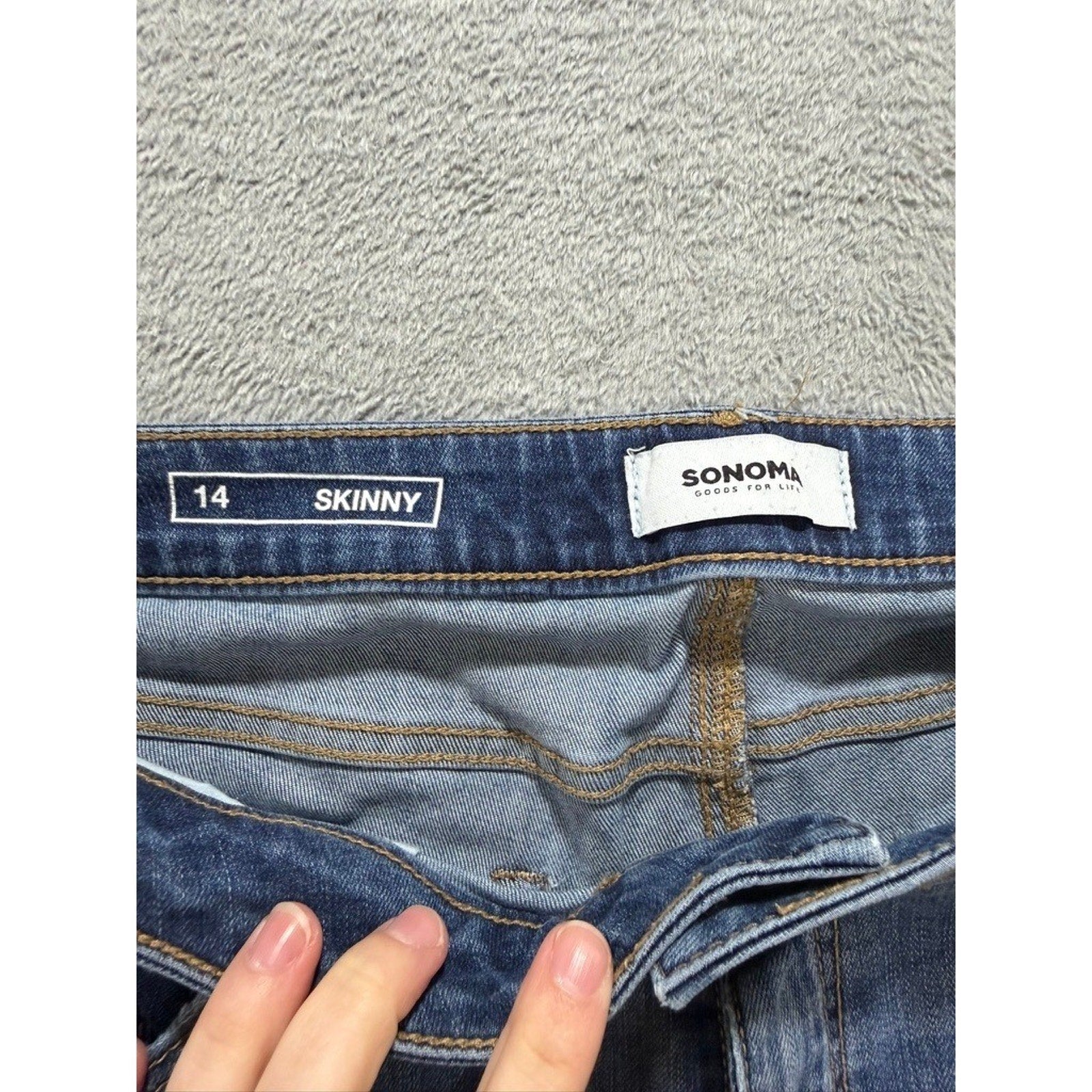 Sonoma Goods For Life Womens Medium Wash Skinny Jeans Size 14 Mid Rise Stretch