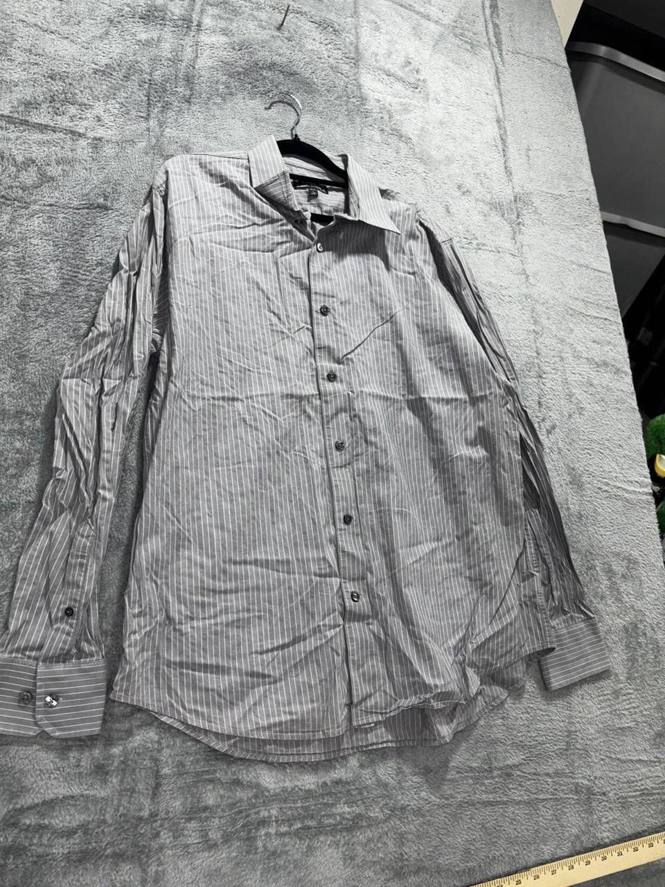 Express Men's Gray Striped Dress Shirt Size L, photo 3 of 9