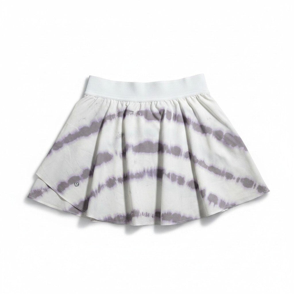 Lululemon Womens 10 White Purple Tie Dye Court Rival Skirt Athleisure Casual