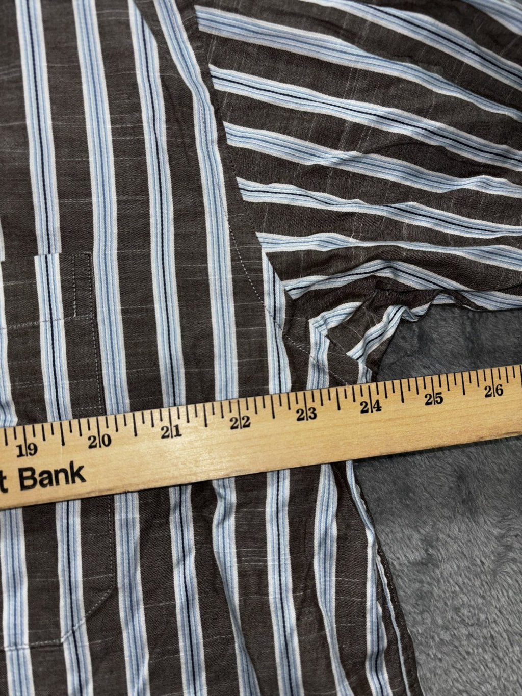 Johnston & Murphy Men's Brown Blue Stripe Shirt XL, photo 6 of 9