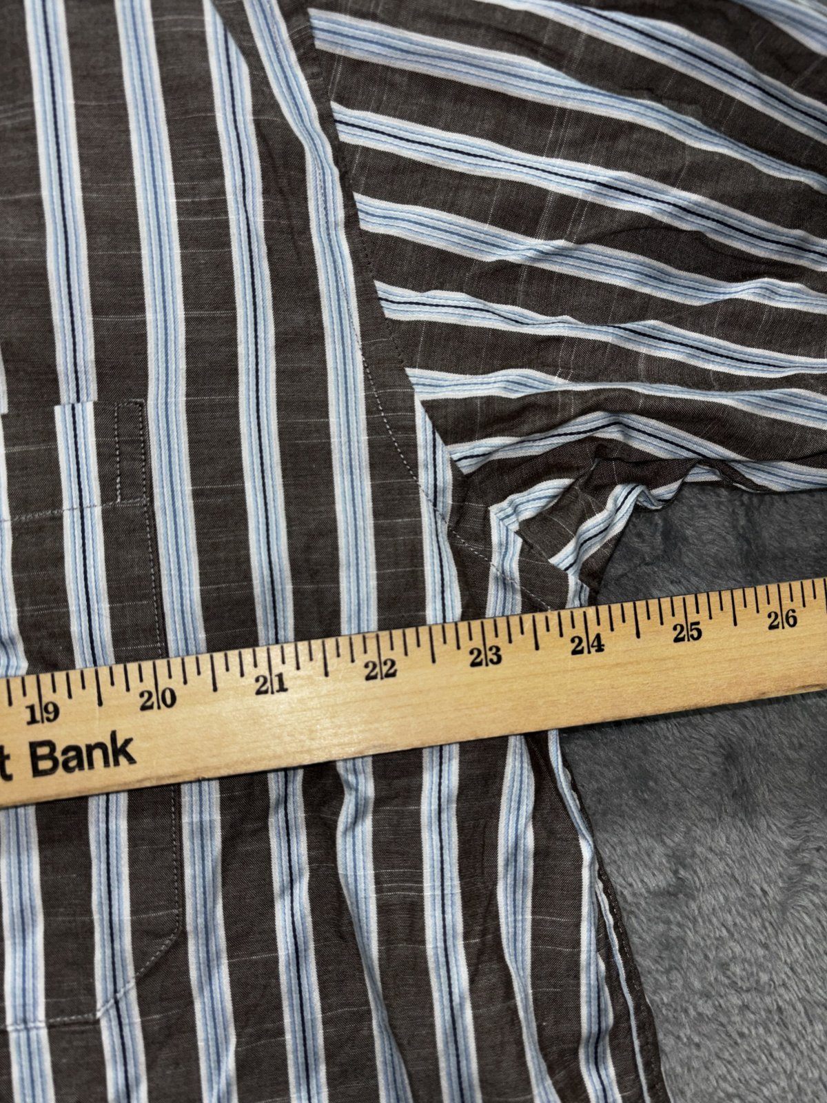 Johnston & Murphy Men's Brown Blue Stripe Shirt XL, photo 6 of 9