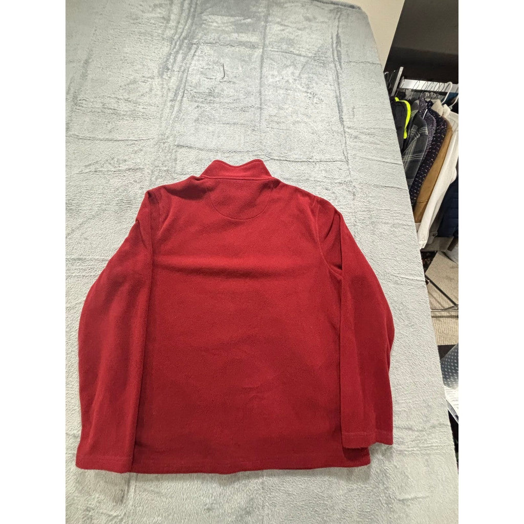 G.H. Bass & Co Womens L Red 1/4 Zip Fleece Pullover Sweater Cozy Casual