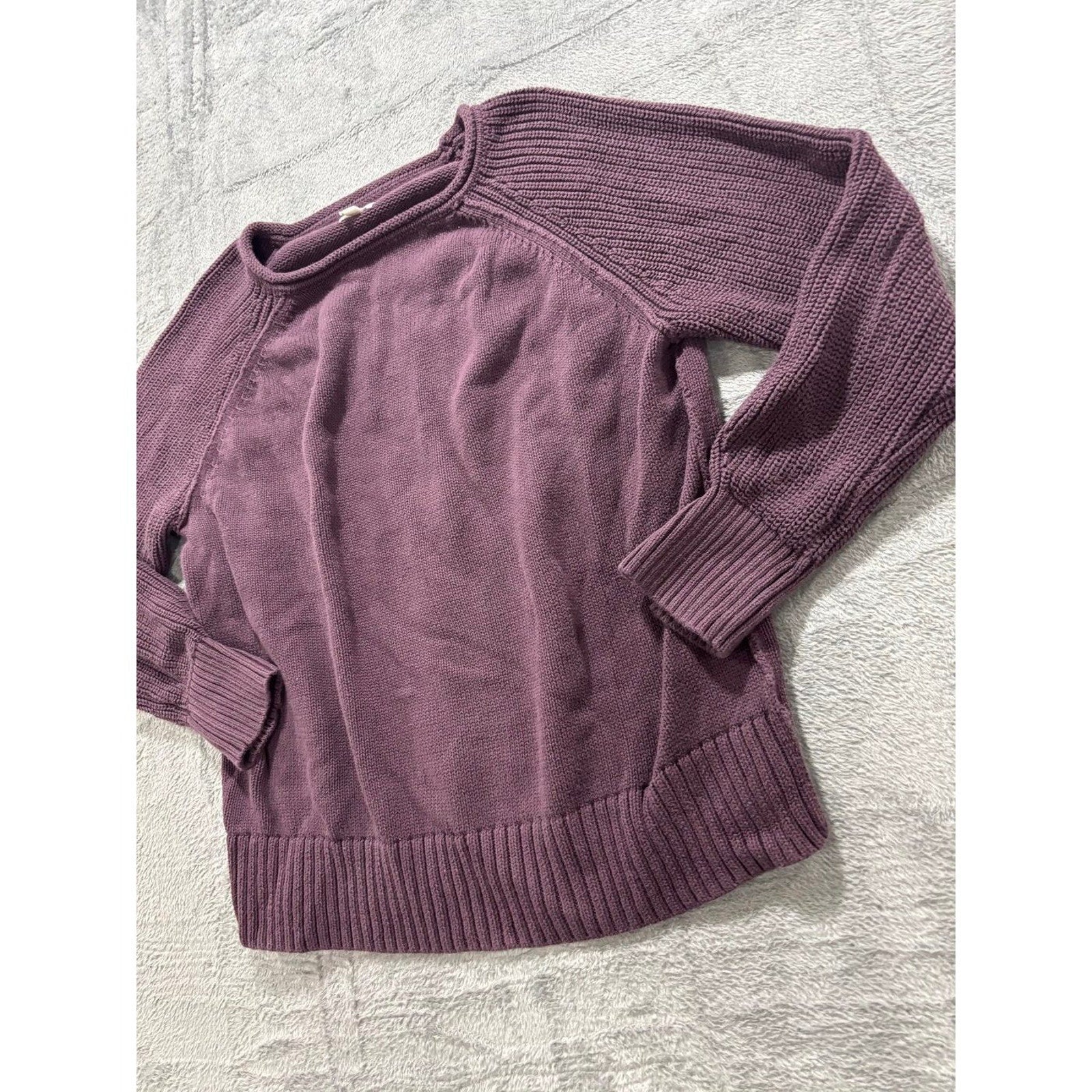 Aerie Womens S Purple Raglan Knit Sweater Casual Cozy Cotton Pullover