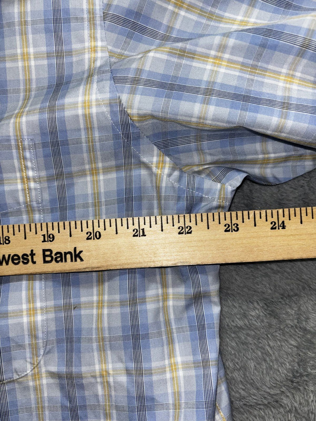 Jos. A. Bank Men's Blue Yellow Plaid Shirt Size L, photo 7 of 8