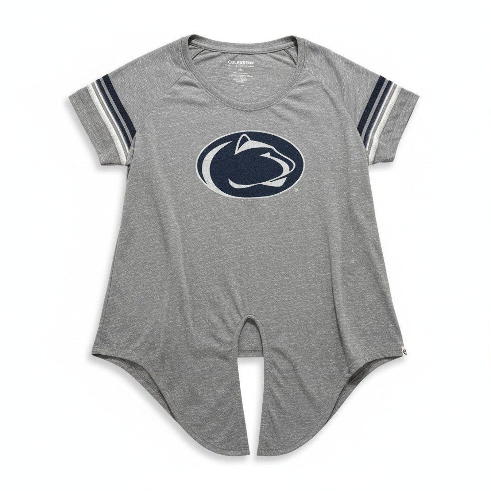 Colosseum Womens XL Gray Penn State Nittany Lions Tie Front T-Shirt Athleisure
