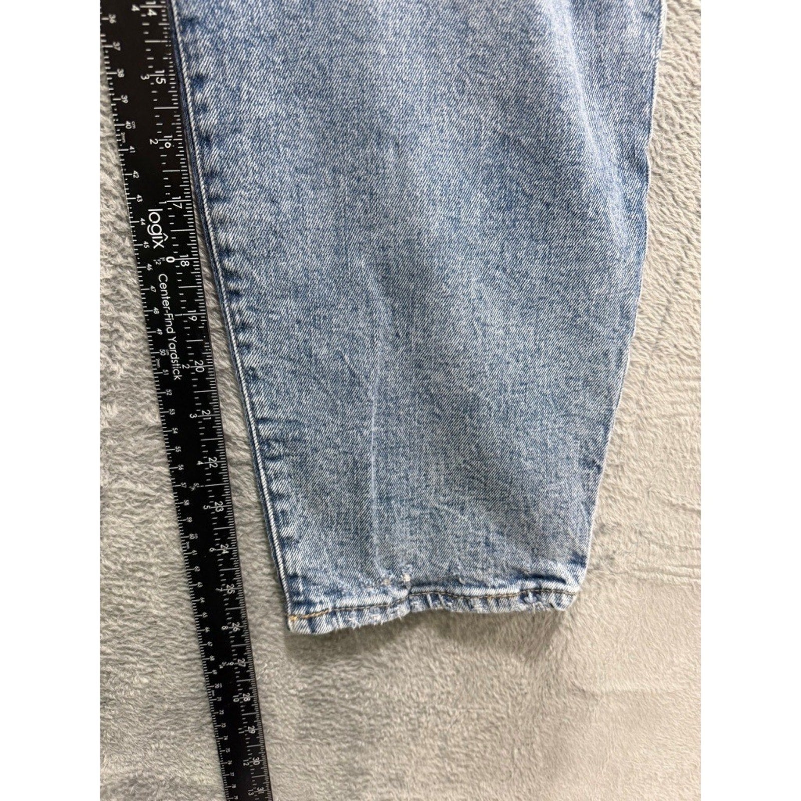 Old Navy O.G. Straight High Rise Distressed Button Fly Light Wash Jeans Blue 16