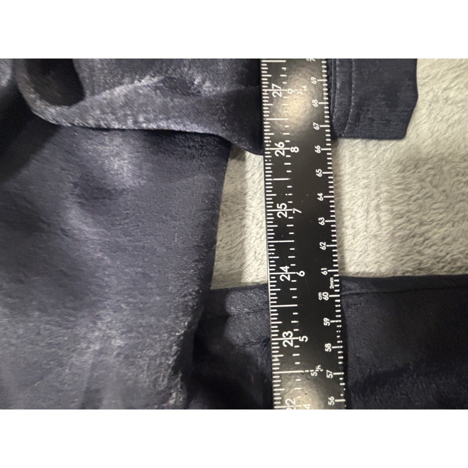 Banana Republic Womens XL Navy Blue Henley Blouse Satin 3/4 Sleeve Work Classic