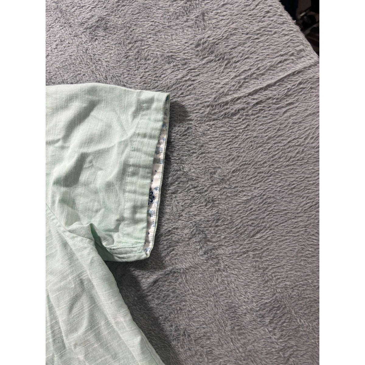 Denim & Flower L Mint Green Short Sleeve Button Down Shirt Casual Preppy Mens