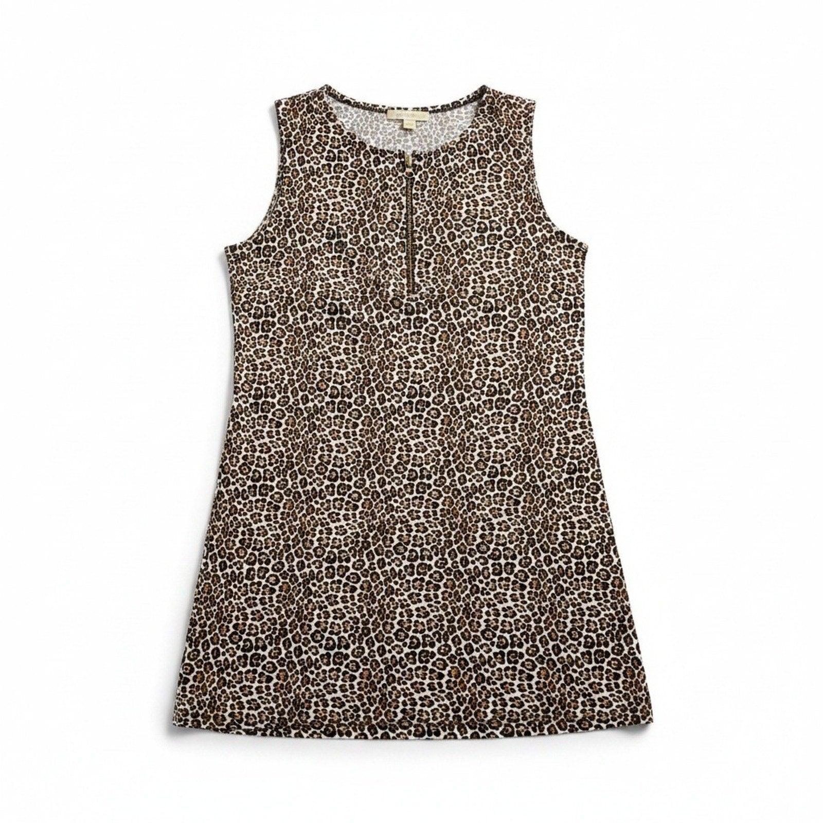 Michael Kors Womens XL Brown Leopard Print Sleeveless Mini Dress Casual Vintage