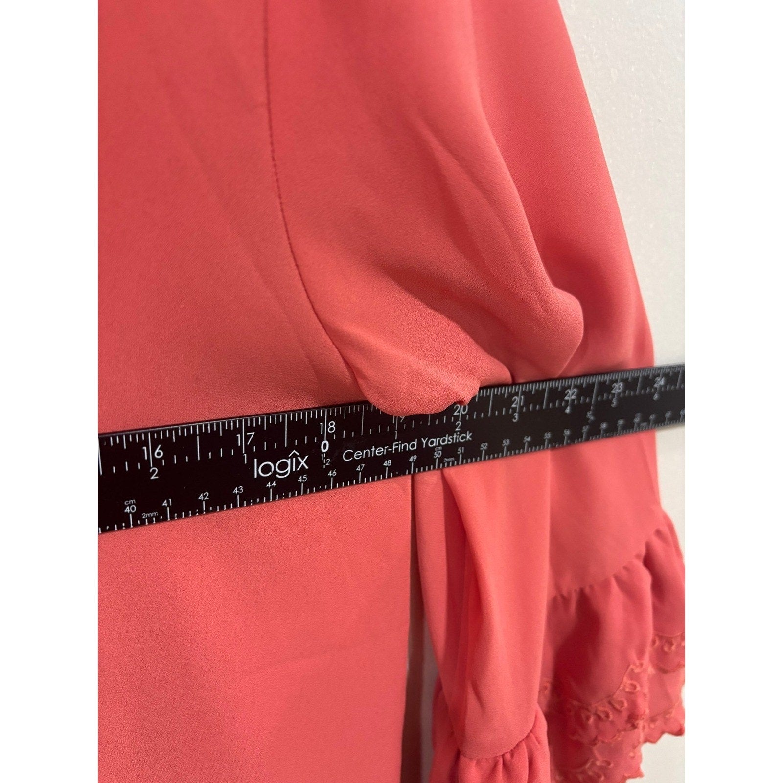 LOFT Outlet Coral Blouse Ruffle Sleeve Feminine Chic Top Small Coquette Office