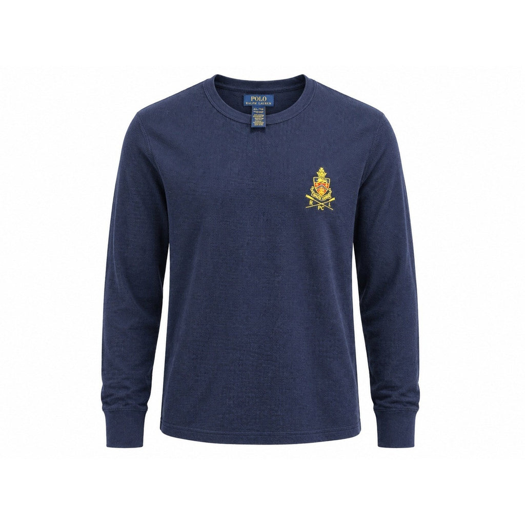 Polo Ralph Lauren Mens XL Navy Waffle Knit Thermal Sleepwear Top Crest Logo RLPC