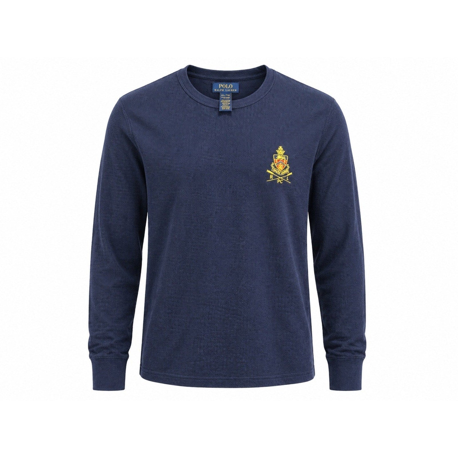 Polo Ralph Lauren Mens XL Navy Waffle Knit Thermal Sleepwear Top Crest Logo RLPC