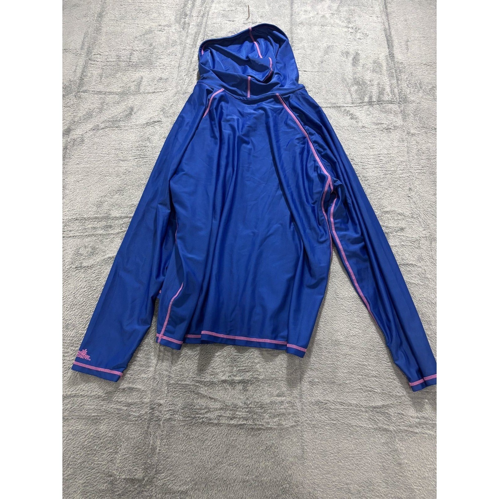 UV Skinz Womens 3XL Blue Pink Full Zip Hooded Rash Guard Swim Shirt Athleisure