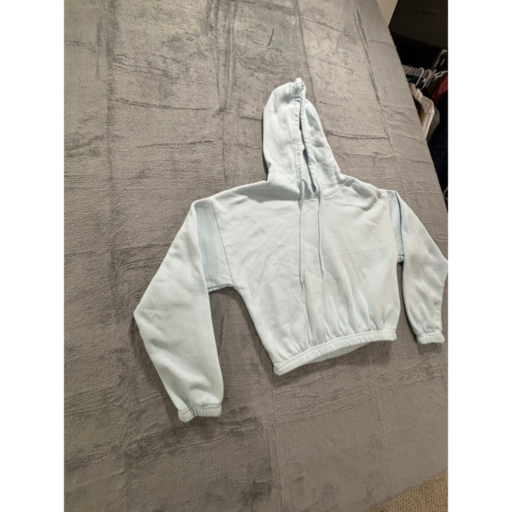 Relaxx L Light Blue Womens Cropped Hoodie Sweatshirt Casual Athleisure Cozy