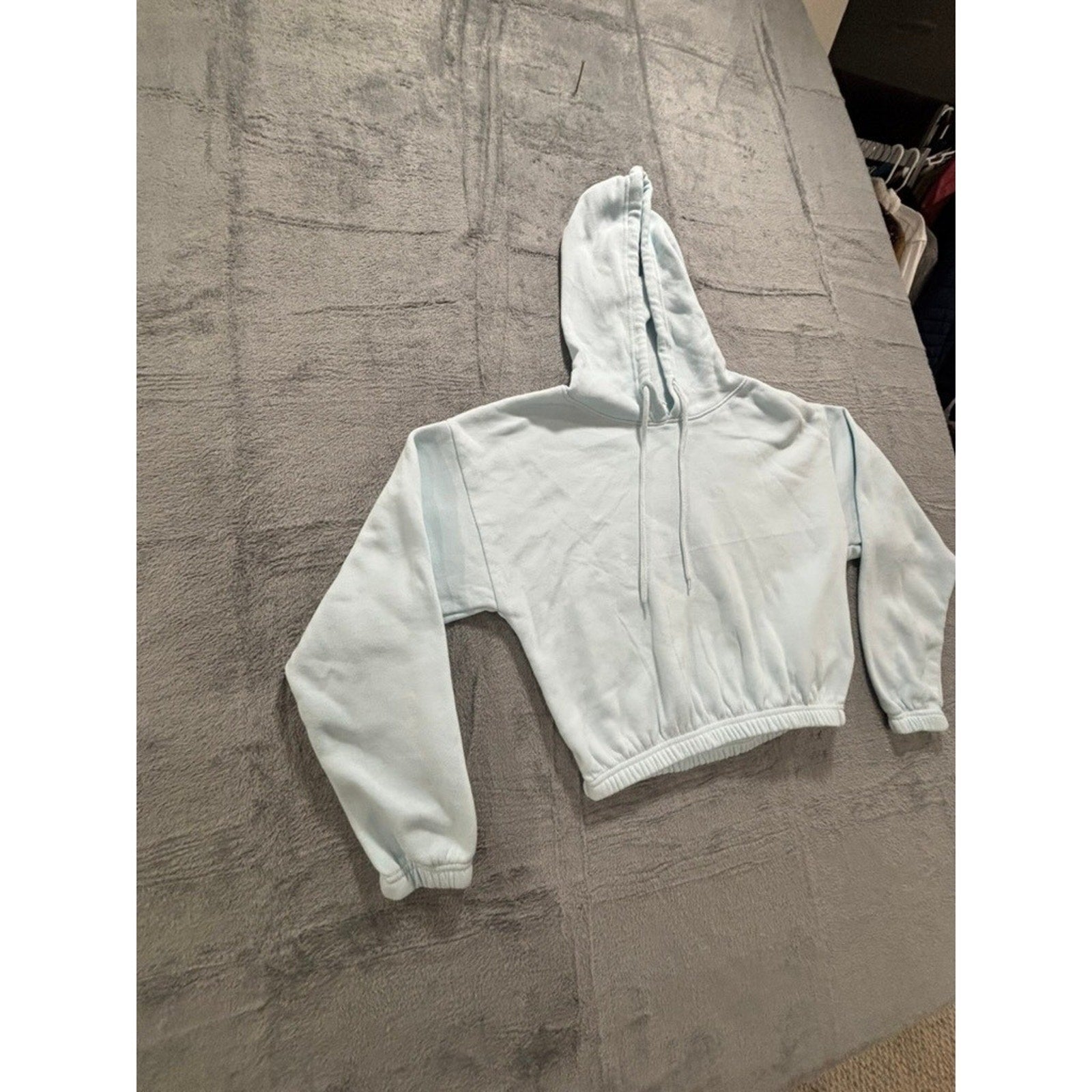 Relaxx L Light Blue Womens Cropped Hoodie Sweatshirt Casual Athleisure Cozy