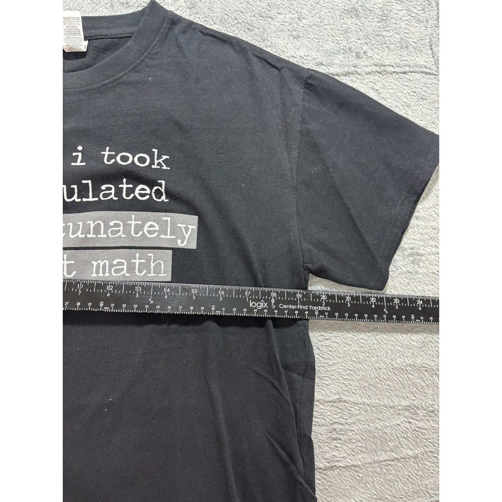 Brisco Brands L Black Womens Calculated Risk Bad At Math Graphic T-Shirt Casual