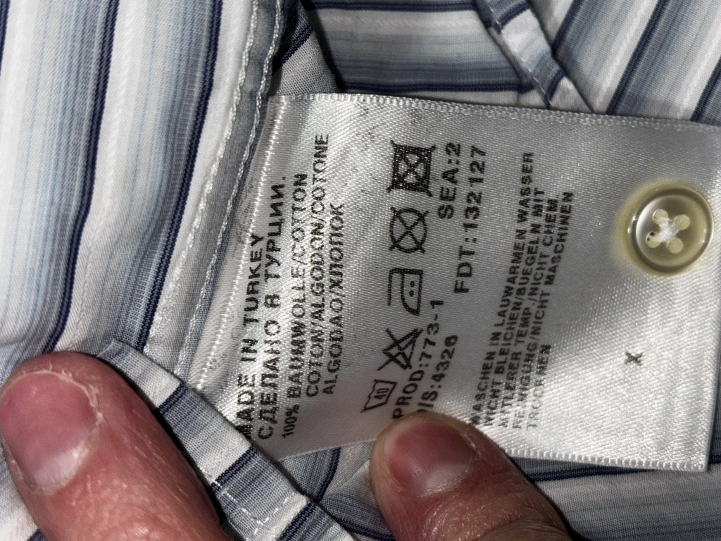 Hugo Boss Men's Blue Gray Stripe Dress Shirt 39/40 M, photo 8 of 10