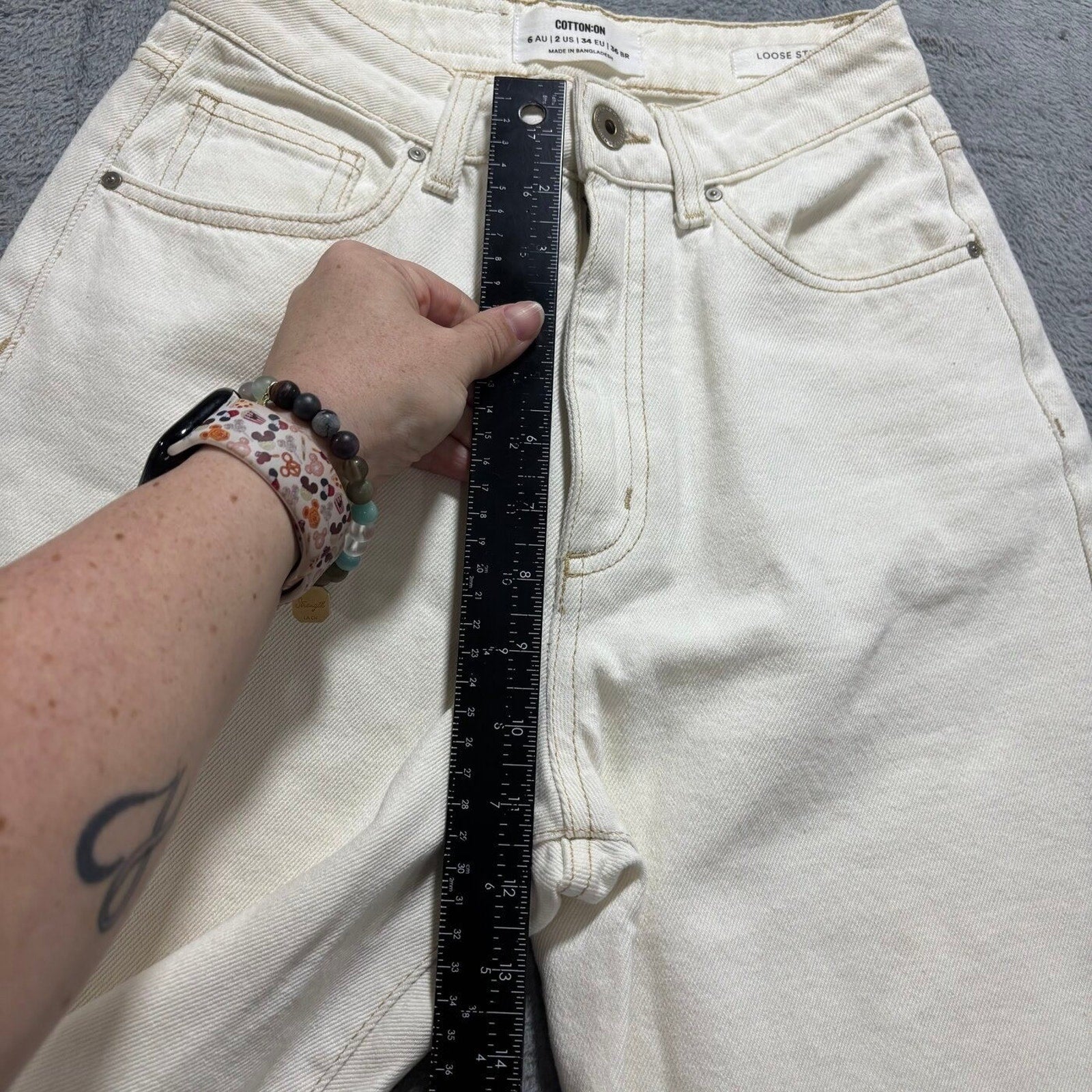 Cotton On Womens 2 Cream Loose Straight Leg Jeans Denim Casual Boho
