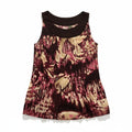 Serenade New York Womens L Brown Pink Abstract Pleated Tank Top Boho Casual