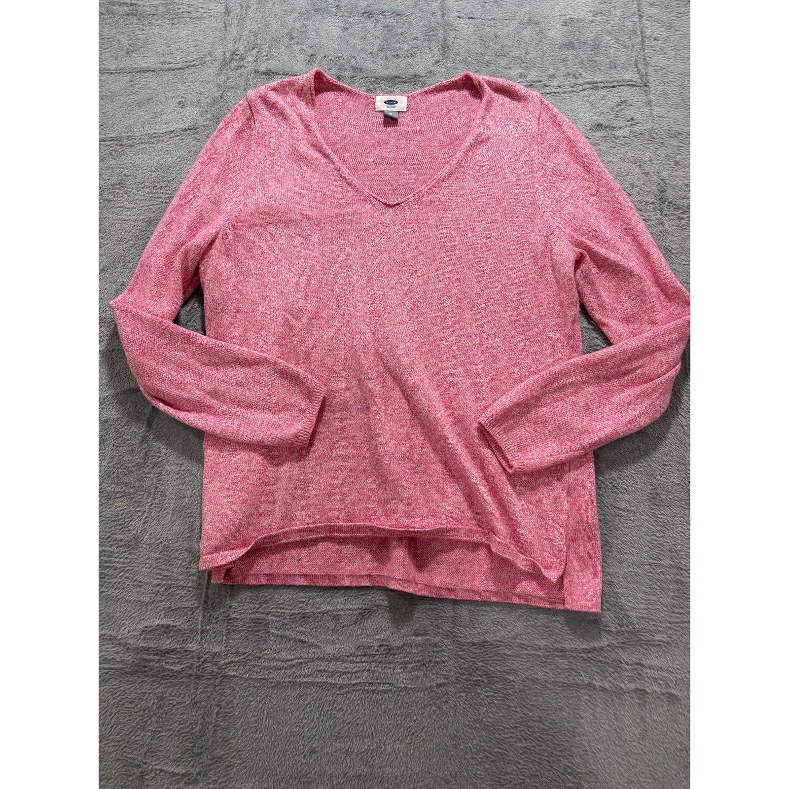 Old Navy Womens XL Pink V-Neck Sweater Casual Boho Knit Pullover Top