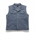 Harley-Davidson Womens L Blue Cotton Snap Front Biker Vest Vintage Casual