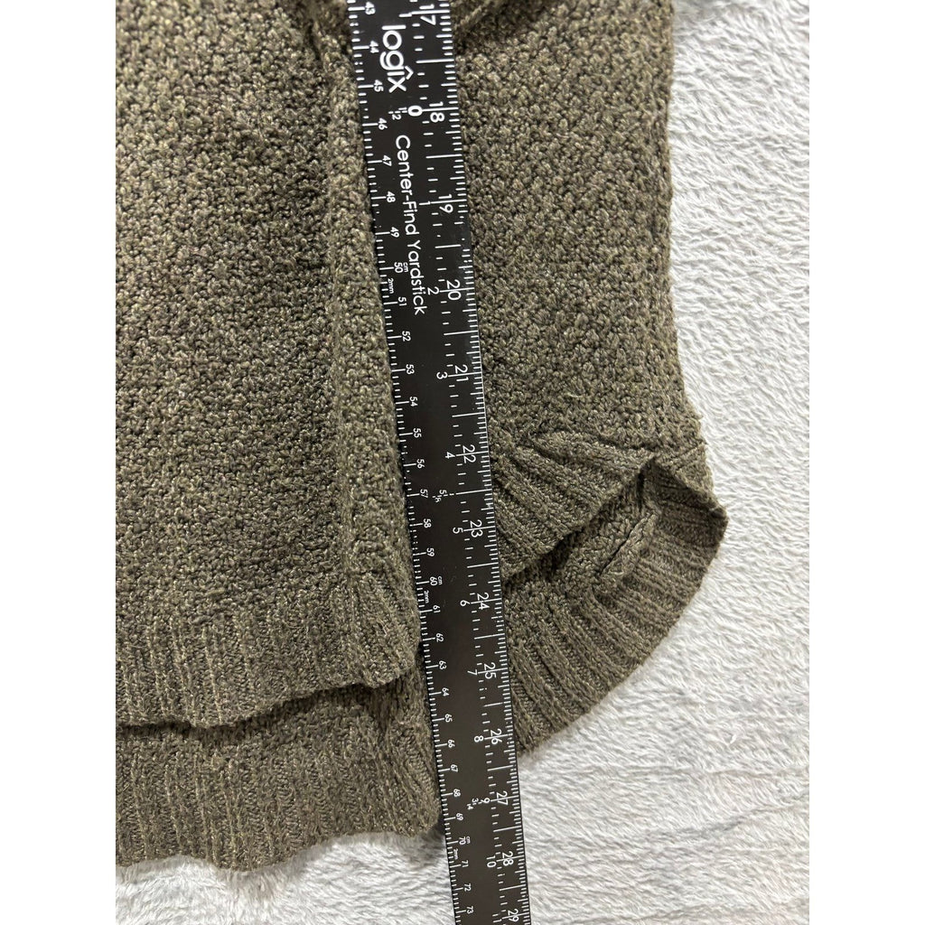 Pink Clover Womens M Olive Green Textured Knit Sweater Pullover Boho Casual Cozy