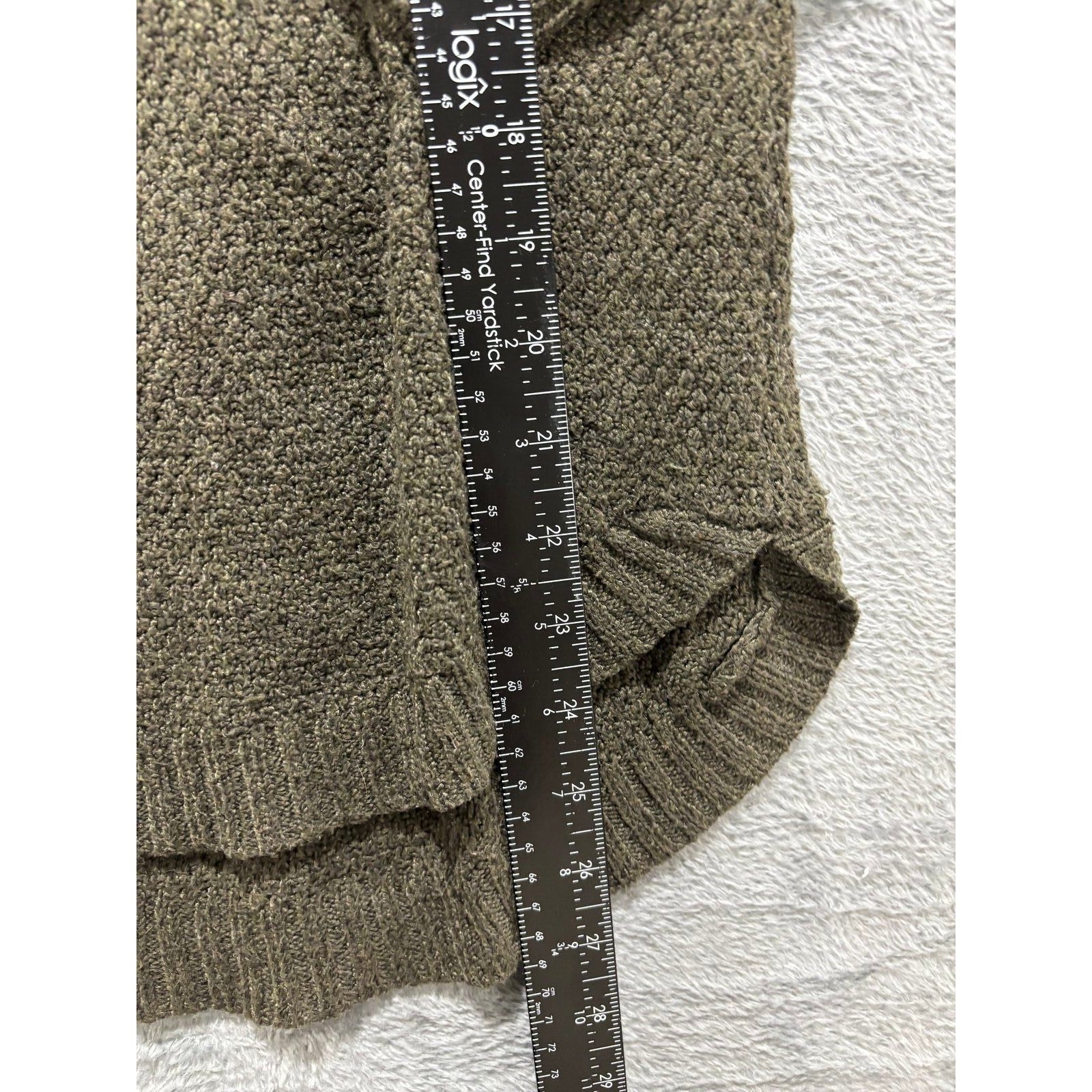 Pink Clover Womens M Olive Green Textured Knit Sweater Pullover Boho Casual Cozy