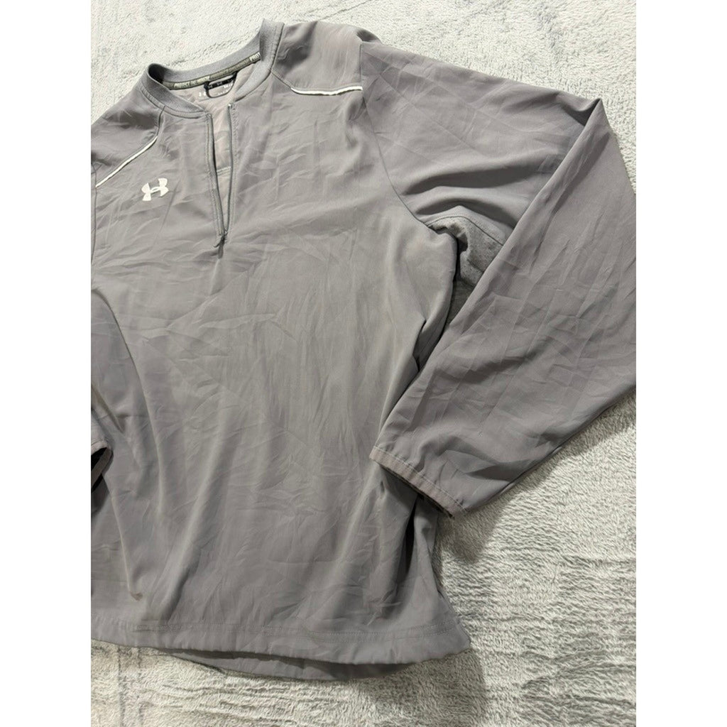 Under Armour Mens Grey Quarter Zip Windbreaker Jacket Small Loose Fit Activewear