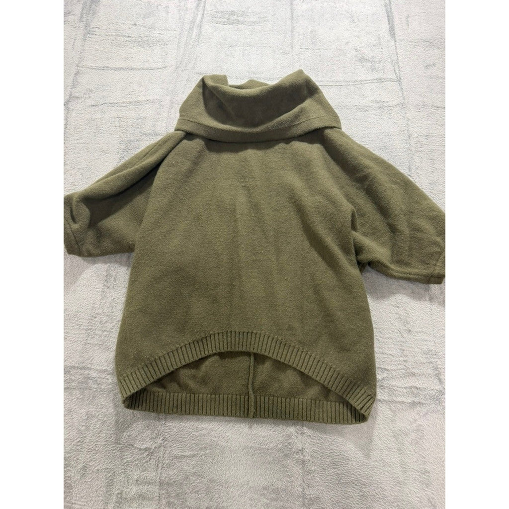 Urban Daizy Olive Green Cowl Neck High Low Poncho Sweater Womens Large Boho