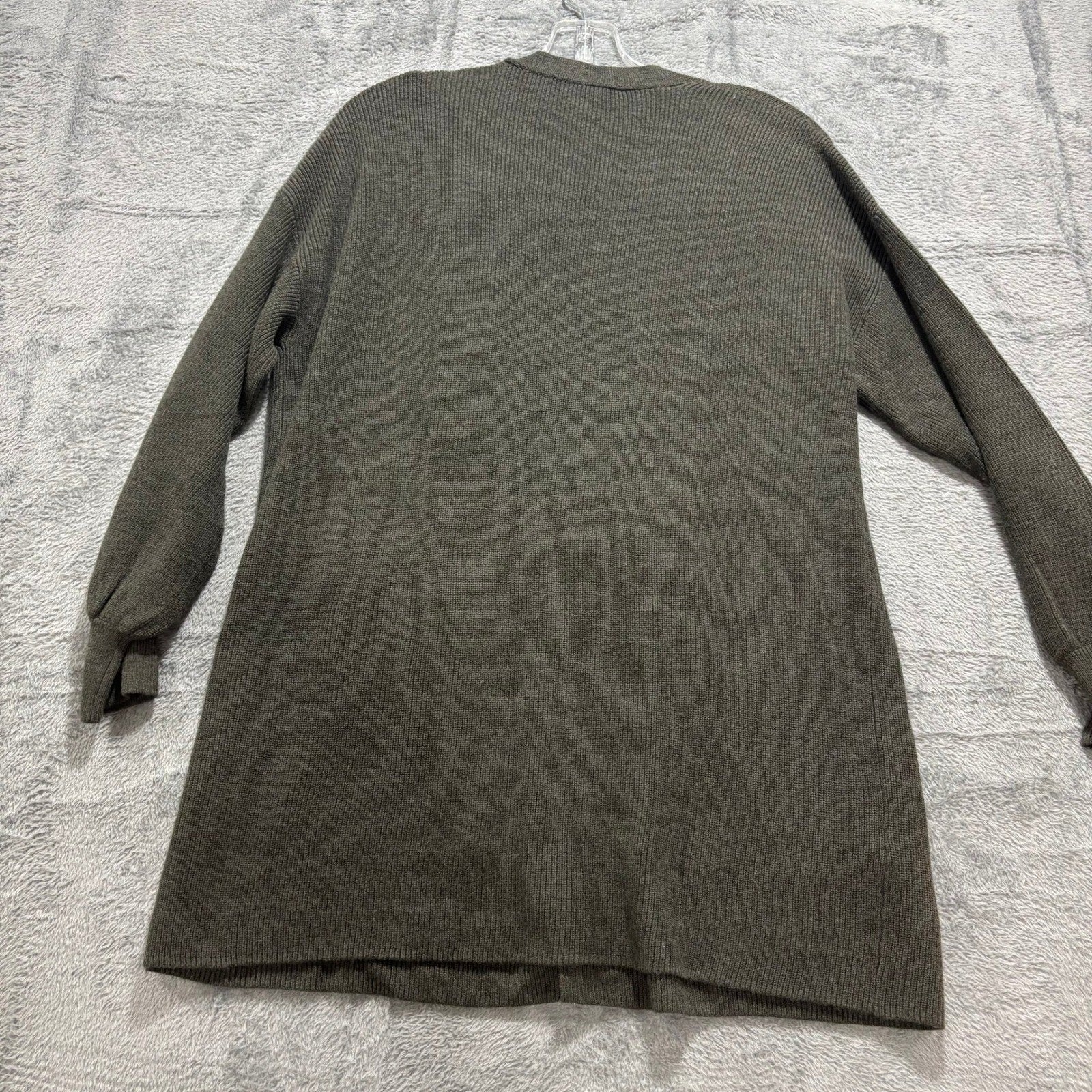LOFT Womens LP Olive Green Open Front Cardigan Sweater Draped Longline Boho Cozy