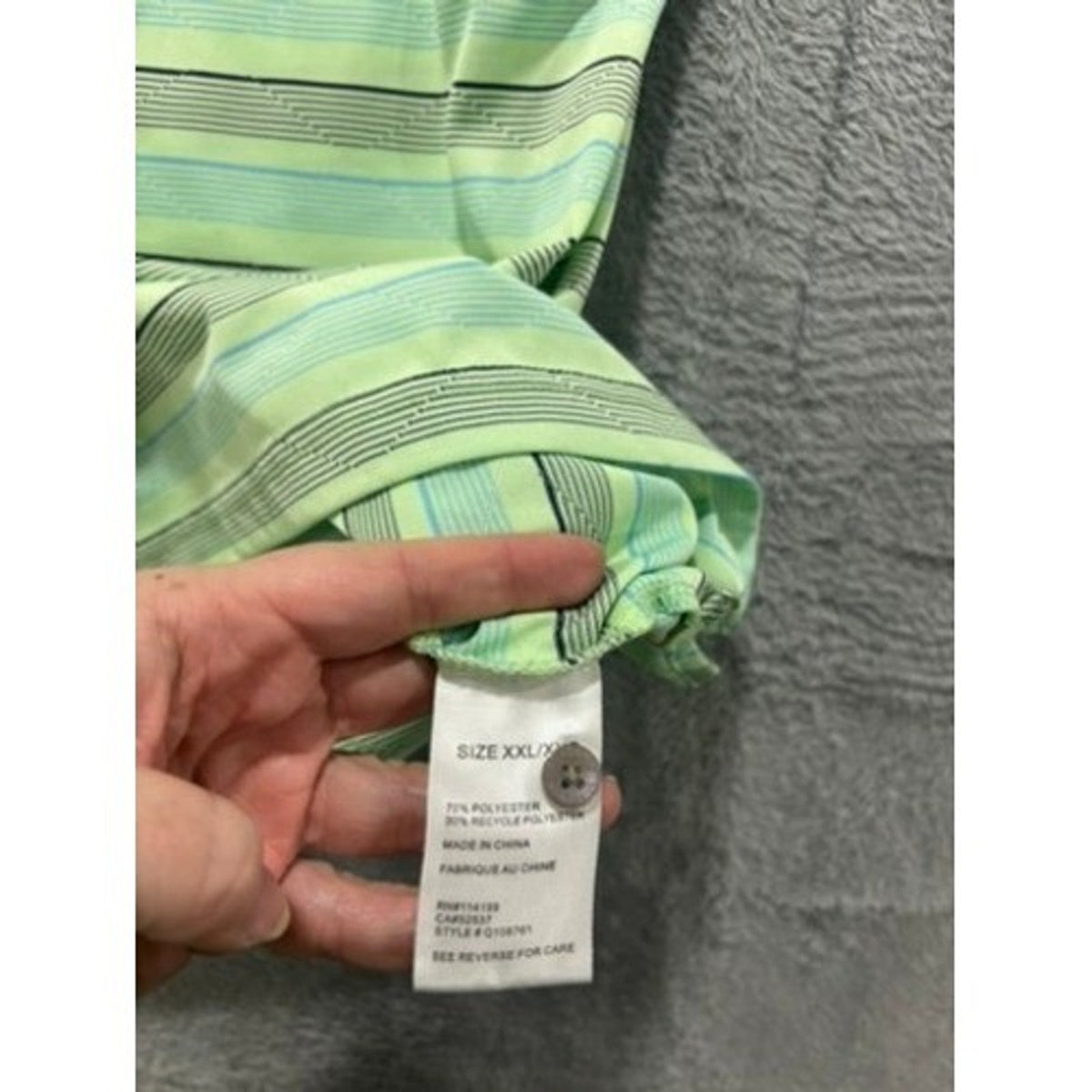 Cleveland Classics Golf Polo Shirt Mens XXLT Green Striped Performance Stretch