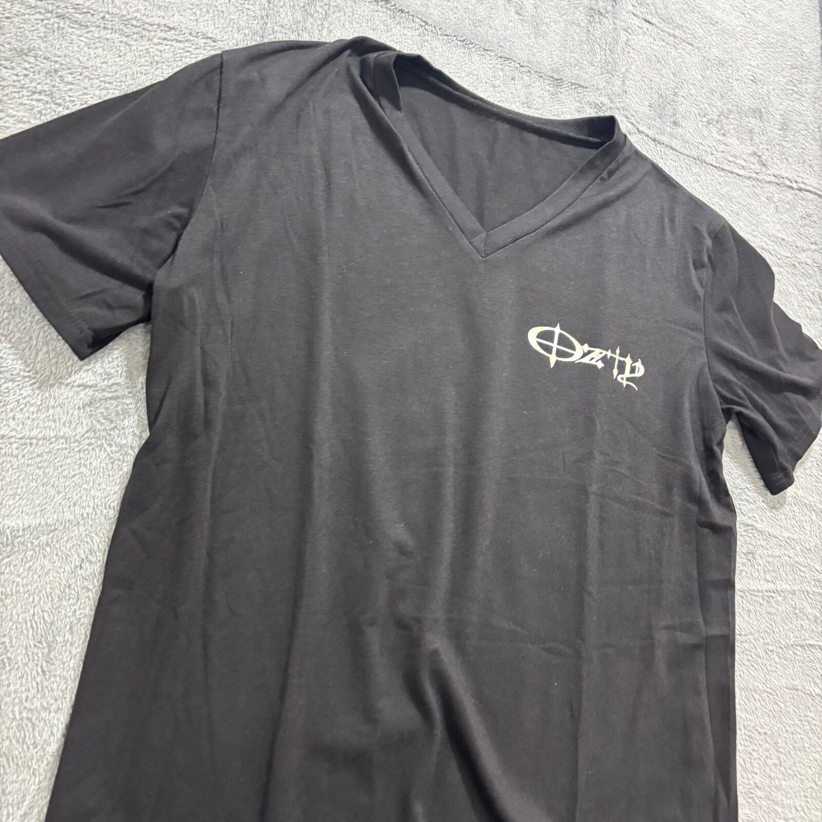 Ozzy Osbourne L Black Womens V-Neck Graphic T-Shirt Mama I'm Coming Home Vintage