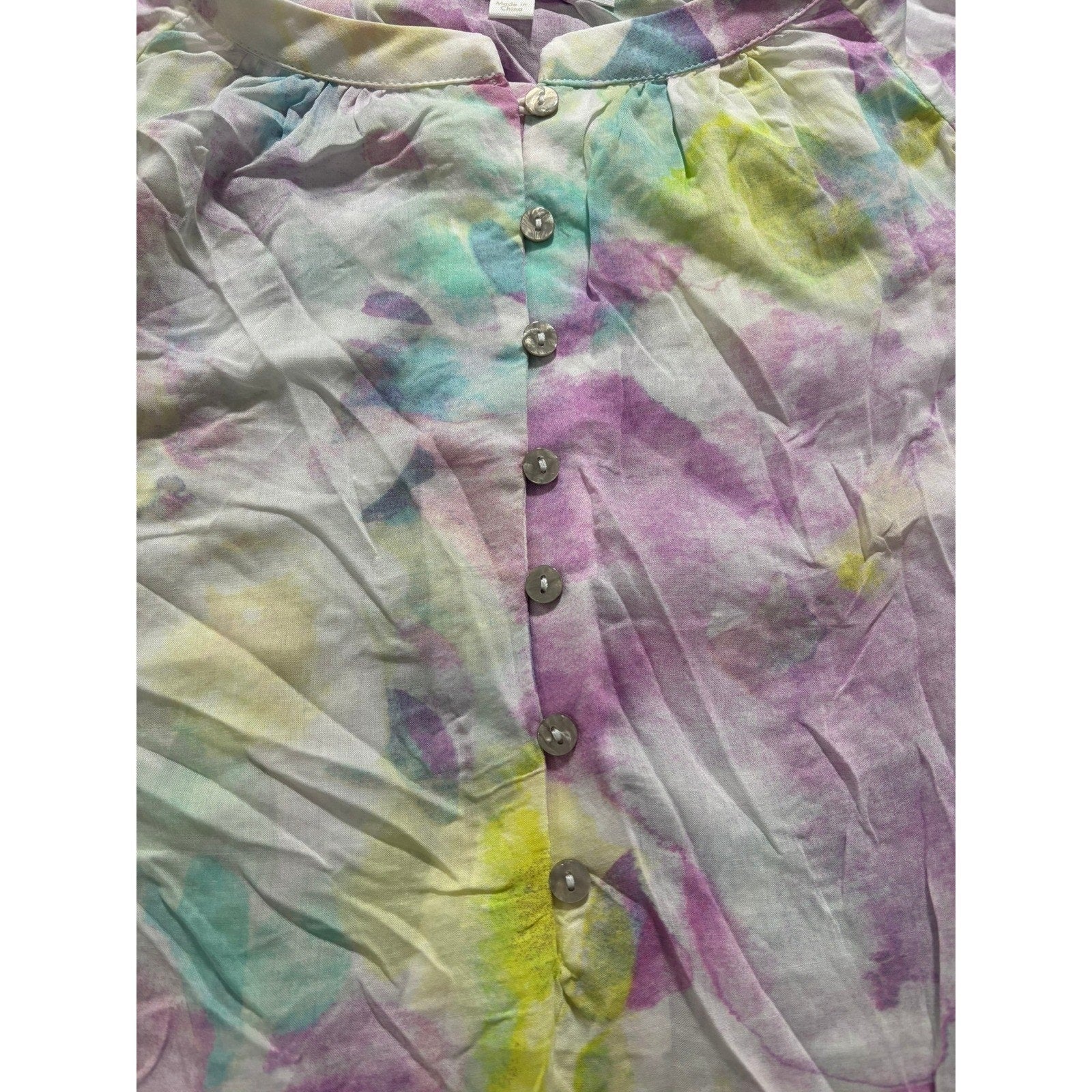 Adyson Parker Blouse Womens 1X Boho Watercolor Pastel Rayon Flowy Top