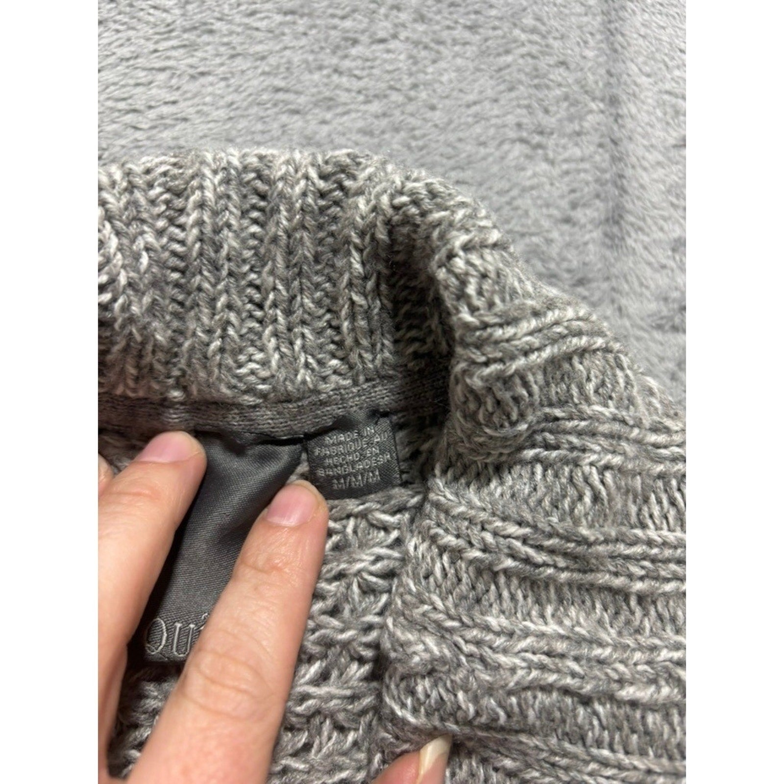 Quinn Open Front Cardigan Womens Medium Gray Chunky Knit Long Sleeve Cozy