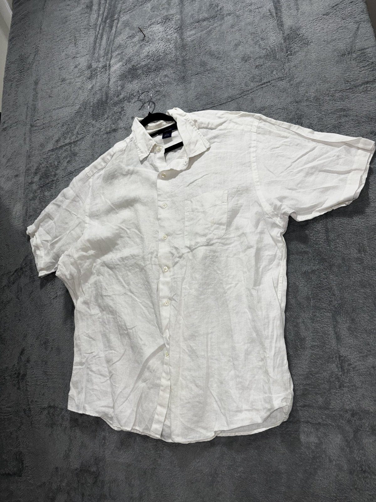 Brooks Brothers Mens XL White Short Sleeve Button Up Irish Linen Shirt Casual