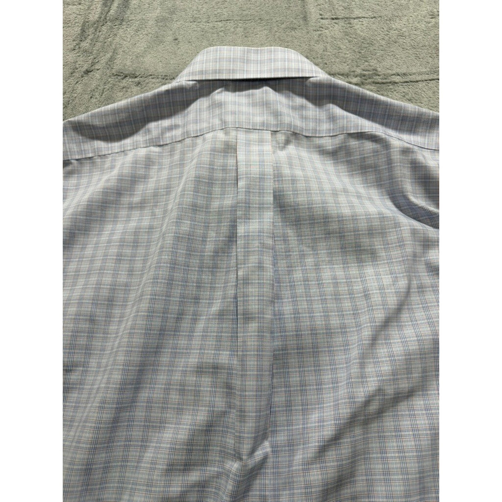 Brooks Brothers Dress Shirt Mens Large 16.5 34 Blue Check Cotton Classic