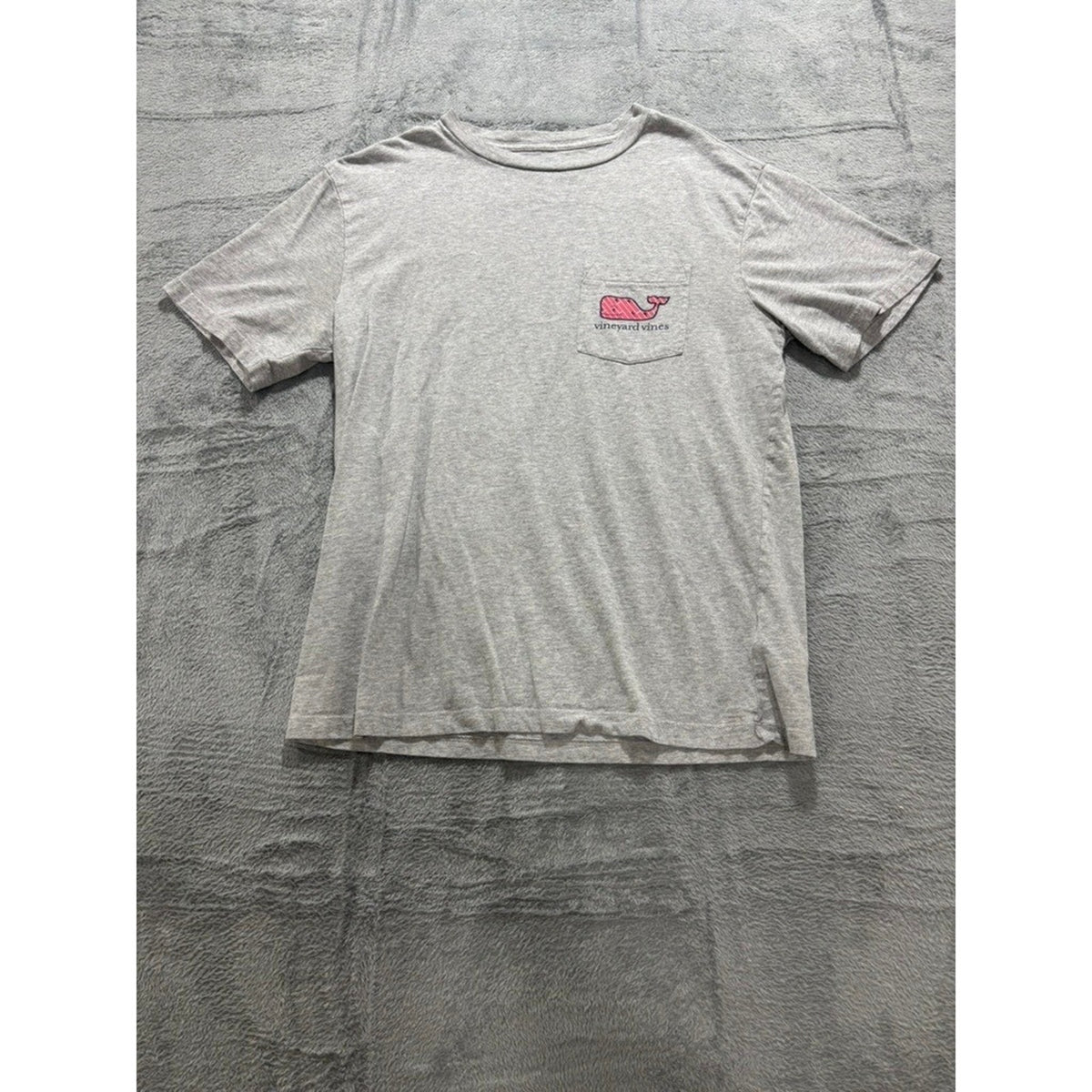 Vineyard Vines Mens XL Heather Gray Striped Whale Graphic Pocket Tee Preppy