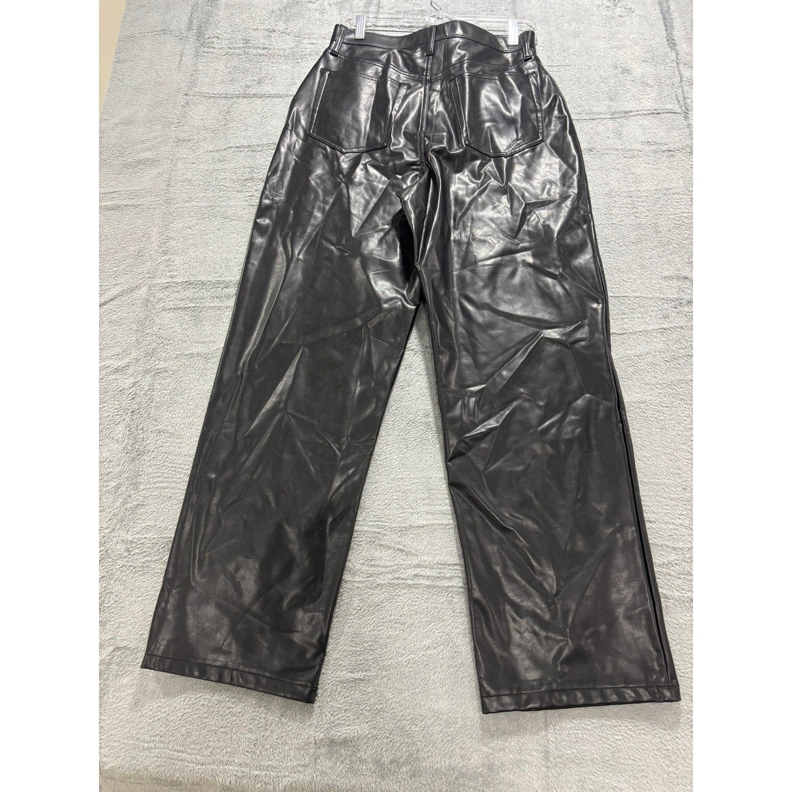 Abercrombie & Fitch Curve Love Loose High Rise Vegan Leather Pants Black 29 8