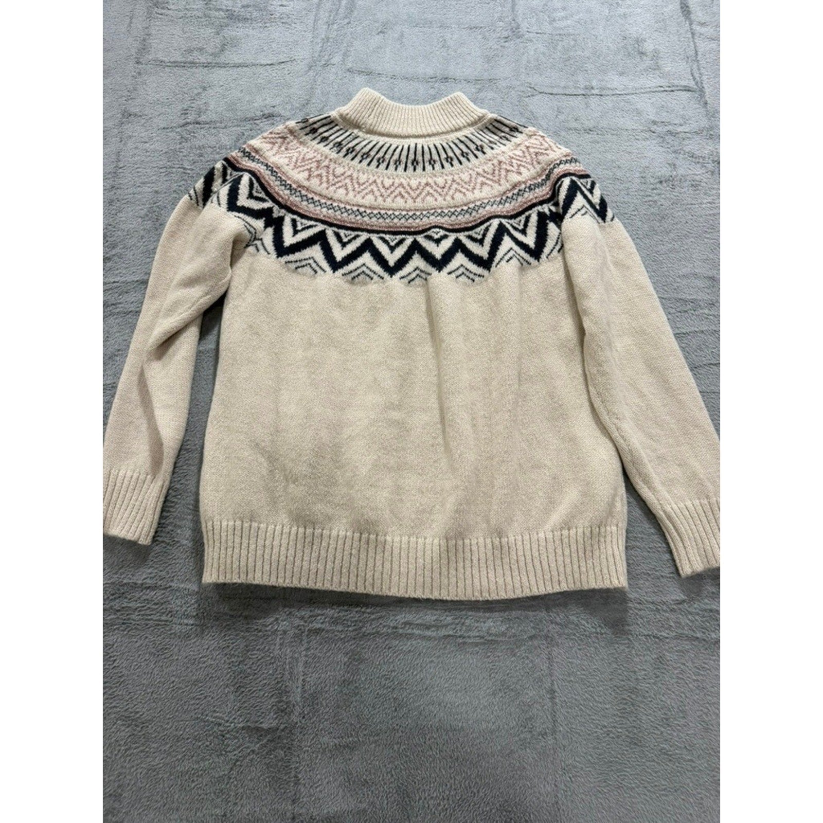 Maurices Fair Isle Mock Neck Sweater Womens XXL Cream Nordic Cozy Pullover