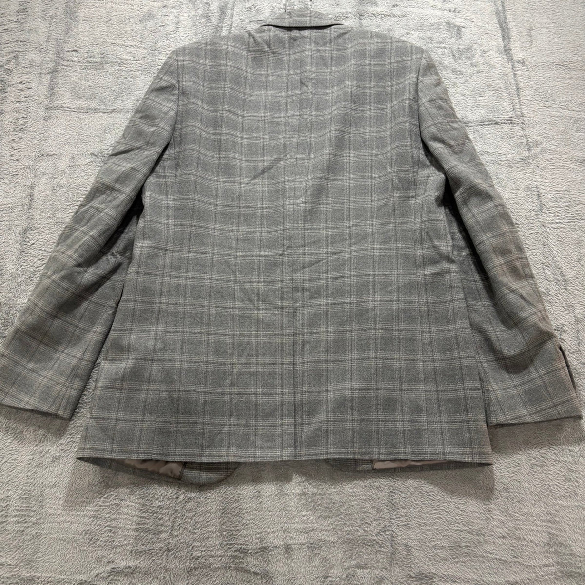 Mens 42R Gray Plaid Slim Fit Blazer Sport Coat Two Button Wool Blend Preppy