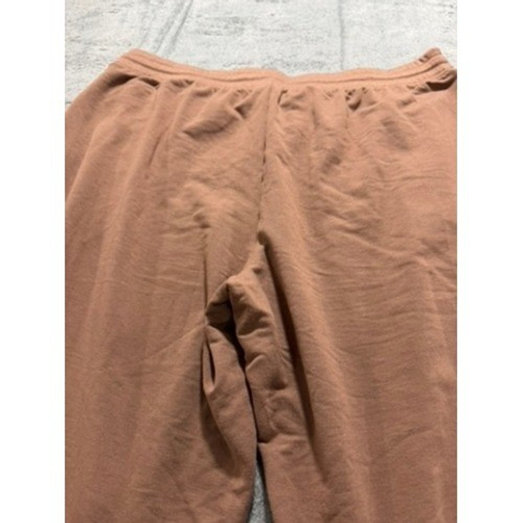 Joyspun Womens XL Brown Wide Leg Lounge Pants Drawstring Pockets Cropped Relaxed