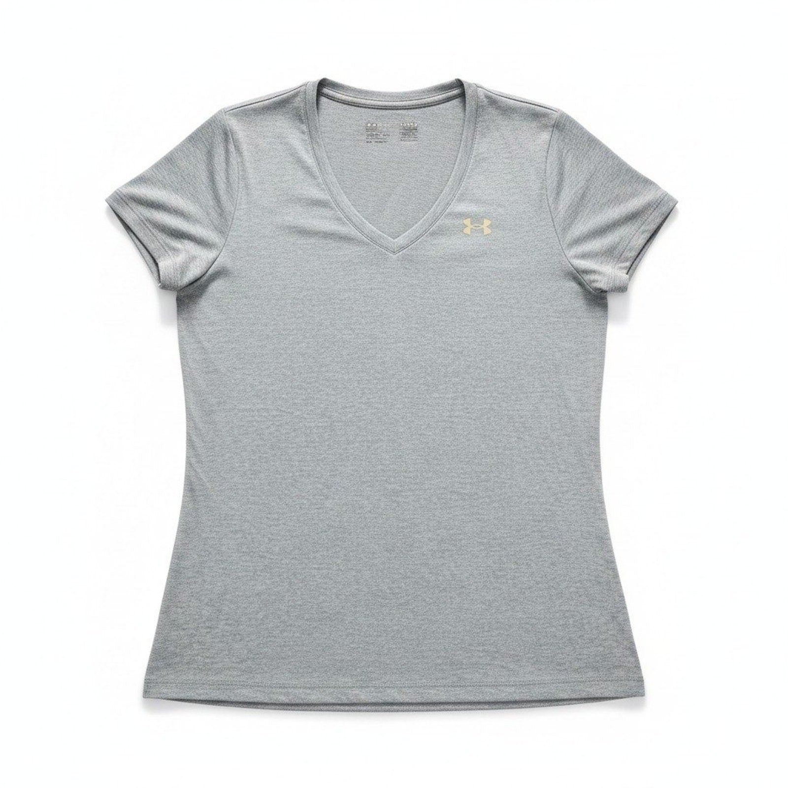 Under Armour Womens L Gray V-Neck Short Sleeve T-Shirt Athleisure Casual