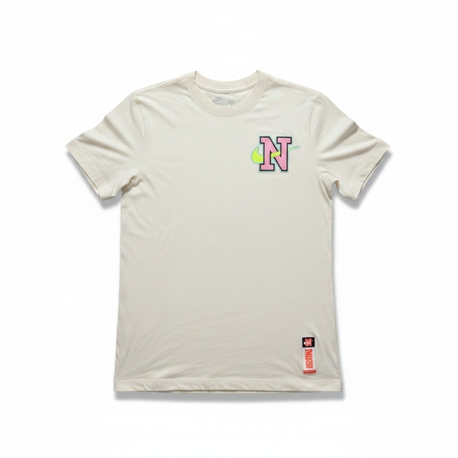 Nike S Cream Graphic T-Shirt Womens Athleisure Casual Short Sleeve Tee