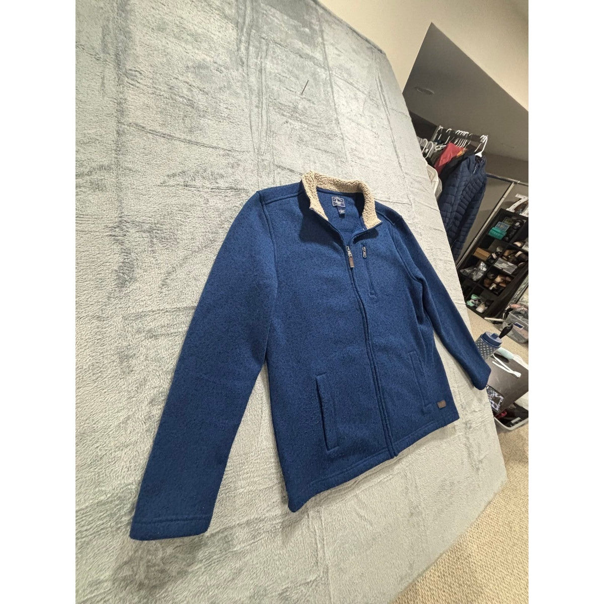 G.H. Bass & Co. Mens L Blue Full Zip Fleece Jacket Casual Cozy Outdoorsy