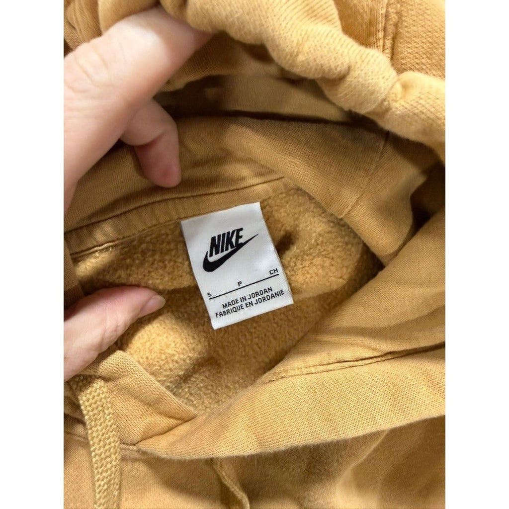 Nike Sportswear Club Fleece Hoodie Mens Small Mustard Yellow Streetwear Casual