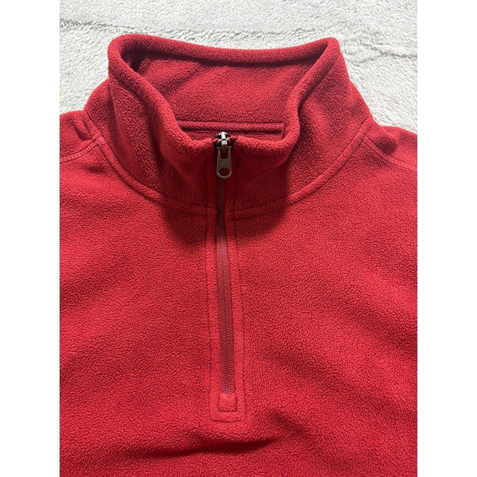 G.H. Bass & Co Womens L Red 1/4 Zip Fleece Pullover Sweater Cozy Casual