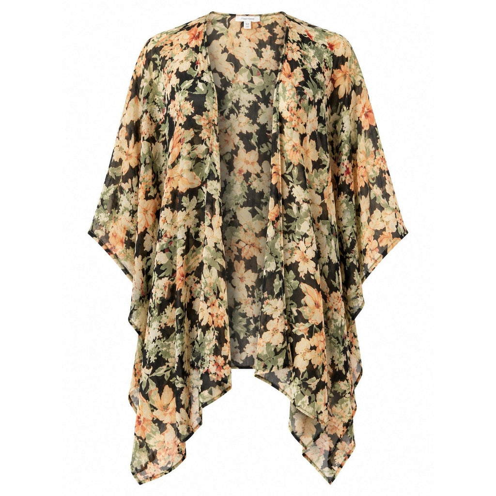 Maurices Womens Floral Kimono Cardigan Sheer Metallic Chiffon Wrap One Size