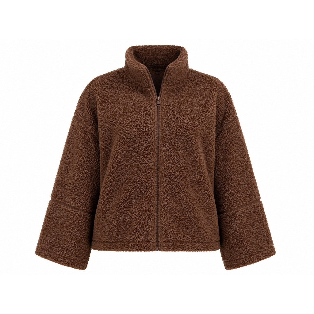 HM DIVIDED Womens XL Brown Teddy Fleece Full Zip Jacket Oversized Sherpa Cozy