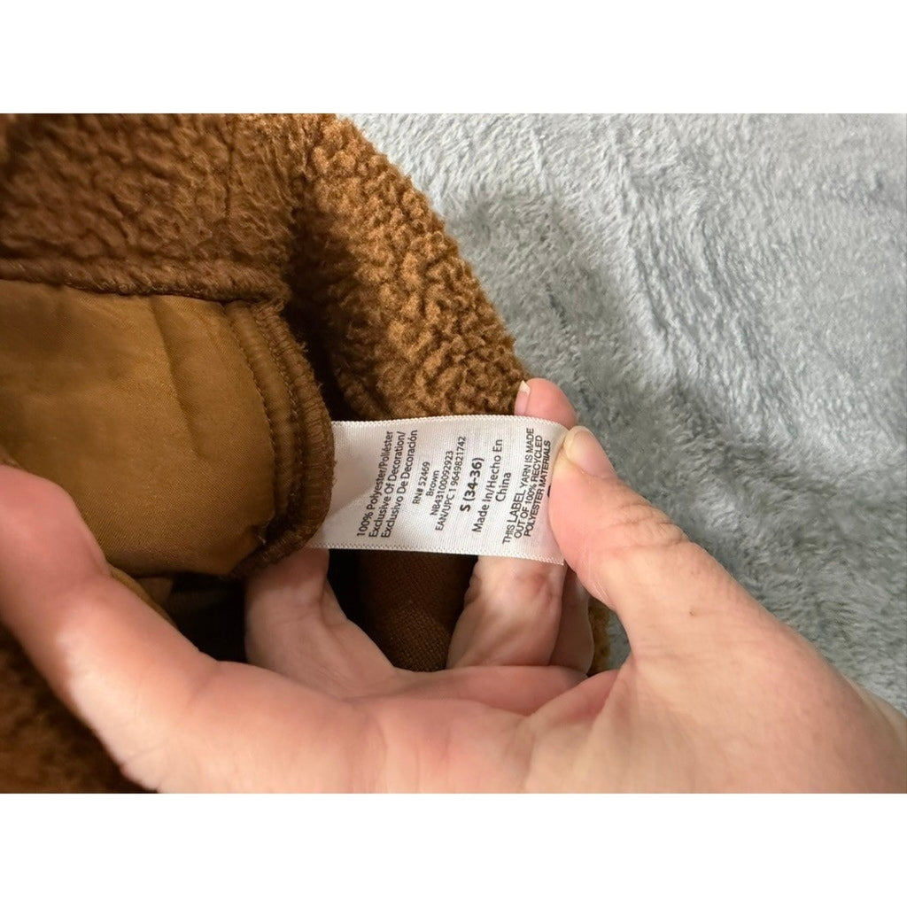 No Boundaries Mens Oversized Sherpa Fleece Full Zip Jacket Brown Small
